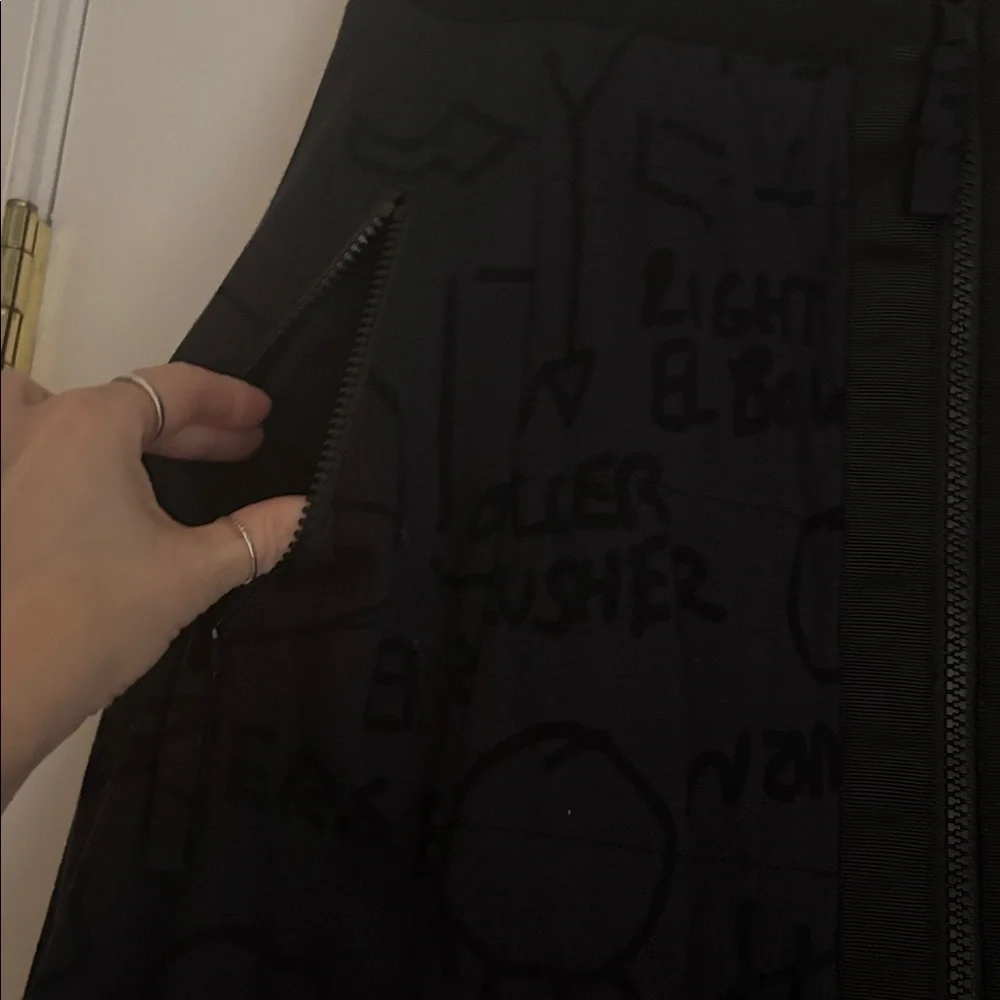 Rundholz Black Label Asymmetrical Tulip Skirt in Dark Gray and Black Print - Picture 6 of 16